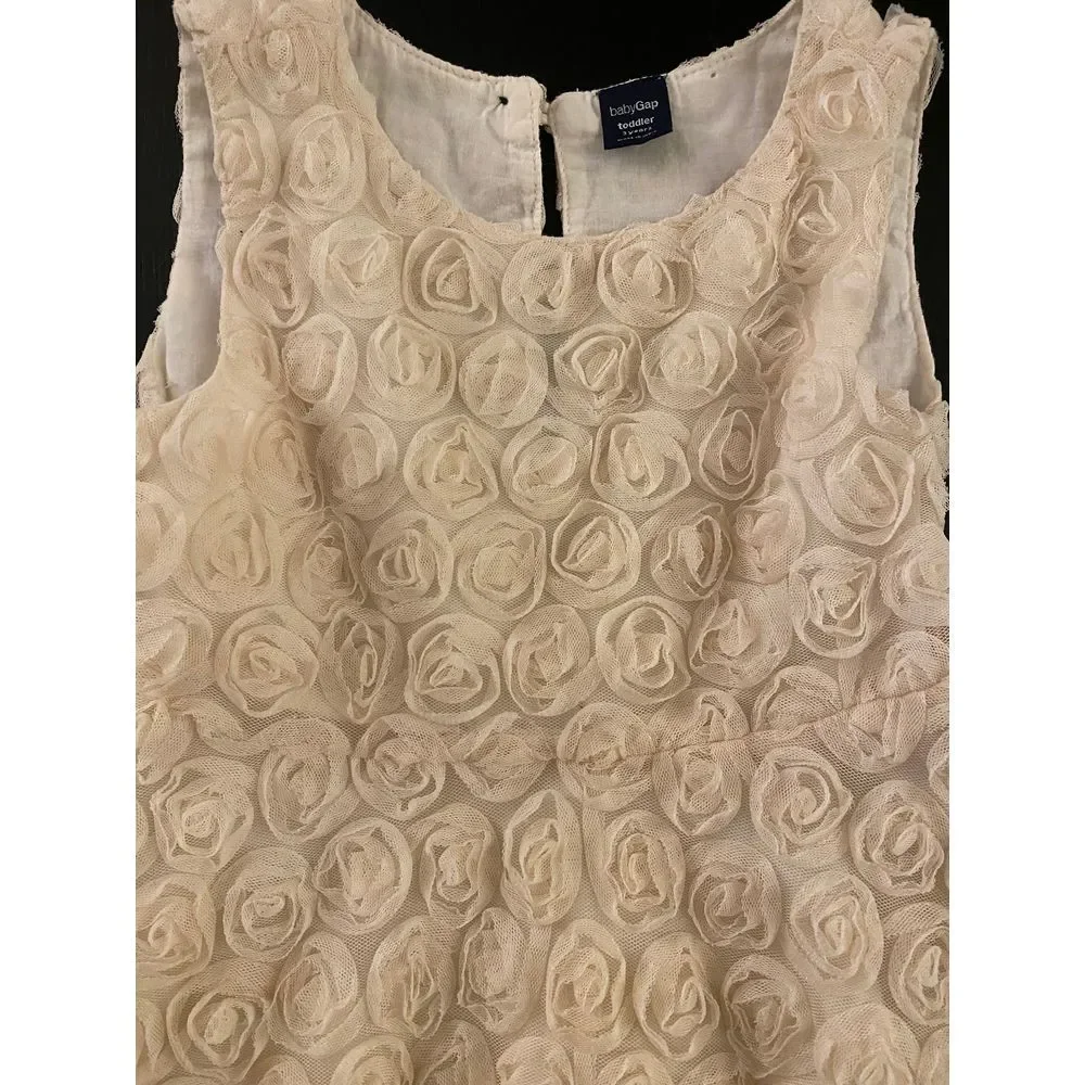 Gap Rosette Holiday Party Dress Toddler Girls 3T Sleeveless Christmas Santa Pics